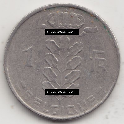 Münzen Belgien Umlaufmünze 1950-1988, 1 Francs-Franken 1952 Belgique. Vorderseite der alten belgischen Francs Umlaufmünze aus Belgien vor Einführung der Euromünzen... Sammlung
