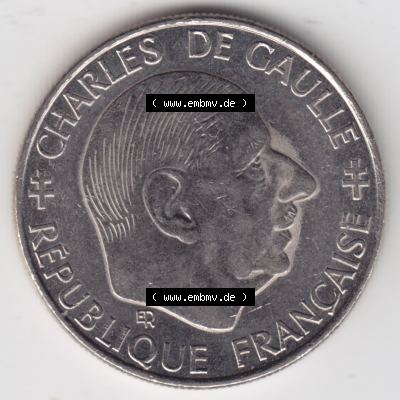 Münze Frankreich 1988-1988, 1 Francs, Franken 1988. Rückseite der alten französischen Umlaufmünze aus Frankreich in der Francs-Währung zum katalogisieren und... Sammlung