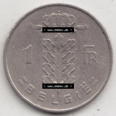 Münzen Belgien Umlaufmünze 1950-1988, 1 Francs-Franken 1951 Belgie. Vorderseite der alten belgischen Francs Umlaufmünze aus Belgien vor Einführung der Euromünzen in... Sammlung