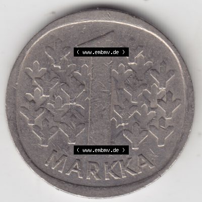 Münzen Finnland, SUOMI Umlaufmünze 1969-1993, 1 Markka 1971. Vorderseite der alten finnischen Umlaufmünze aus Finnland SUOMI zum katalogisieren und verwalten im Münzen-Katalog... Sammlung