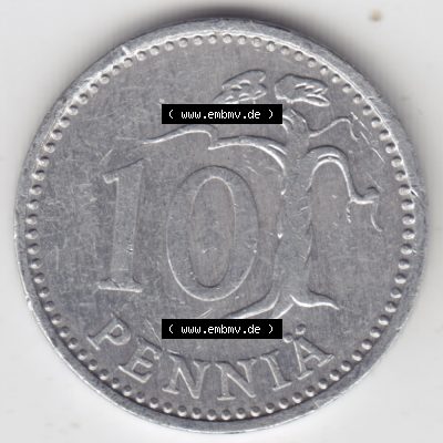 Münzen Finnland, SUOMI Umlaufmünze 1983-1990, 10 Penniä 1985. Vorderseite der alten finnischen Umlaufmünze aus Finnland SUOMI zum katalogisieren und verwalten im... Sammlung