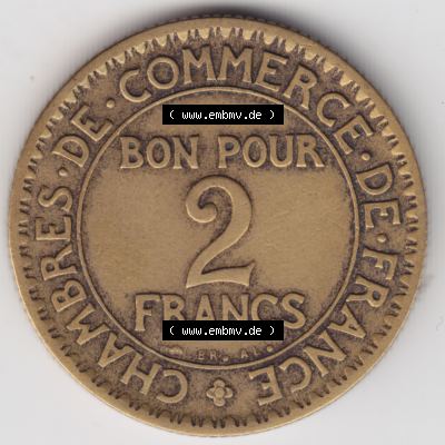 Münze Frankreich 1920-1927, 2 Francs, Franken 1923. Vorderseite der alten französischen Umlaufmünze aus Frankreich in der Francs-Währung zum katalogisieren und verwalten... Sammlung