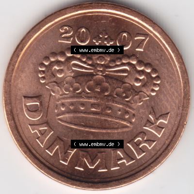 Münzen Dänemark Umlaufmünze 2007 50 Öre. Rückseite der alten dänischen Umlaufmünze aus Dänemark zum katalogisieren und verwalten im Münzen-Katalog Dänemark... Sammlung