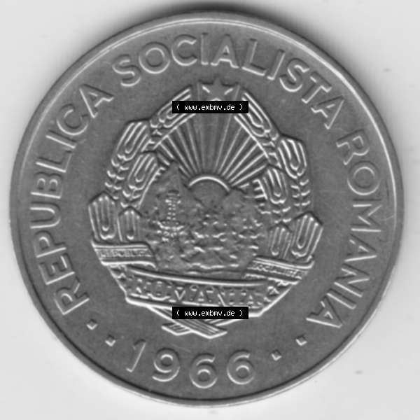 Grau bzw. s/w Münzen Rumänien Umlaufmünze 1966-1966, 3 Lei, Bild mit Rückseite der Münze als Bildmaterial Sammlung Graustufen