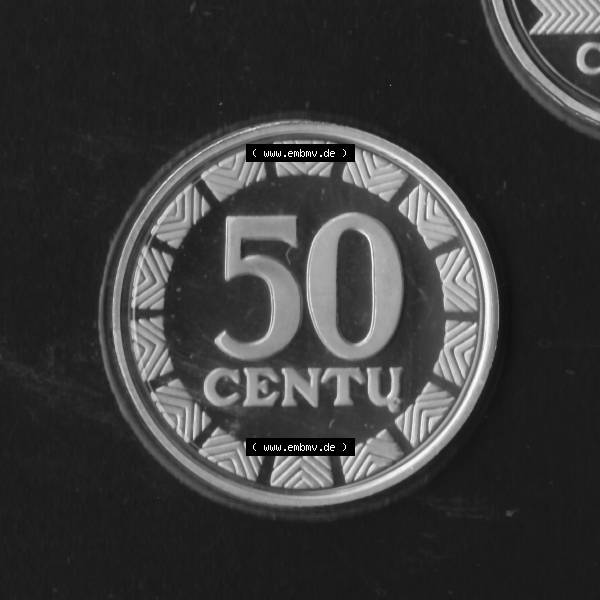 Grau bzw. s/w Münzen Litauen Umlaufmünze 2003 50 Centu, Bild mit Vorderseite der Münze als Bildmaterial Sammlung Graustufen