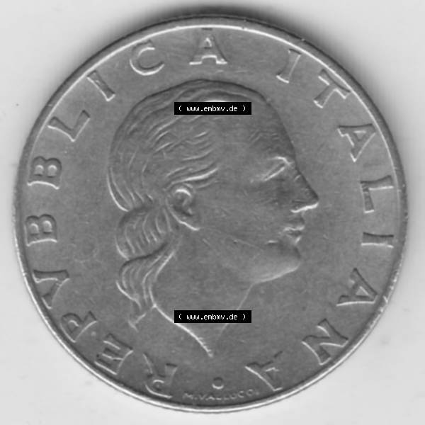 Grau bzw. s/w Münzen Italien Gedenkmünze 1990-1990, 200 Lire Gründung von Staatsrat. Rückseite der alten italienischen Münze aus Italien in der italienischen Lira-Währung zum... Sammlung Graustufen