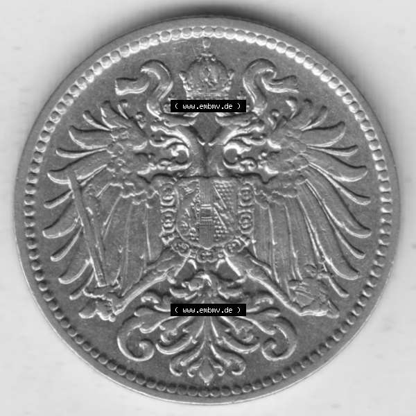 Grau bzw. s/w Münzen Österreich Umlaufmünze 1892-1911, 10 Heller 1908, Bild mit Rückseite der österreichischen Münze als Bildmaterial, des Bildes zur deiner Nutzung Sammlung Graustufen