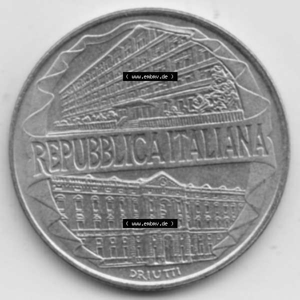 Grau bzw. s/w Münzen Italien Gedenkmünze 1996-1996, 200 Lire Zollakademie. Rückseite der alten italienischen Münze aus Italien in der italienischen Lira-Währung zum katalogisieren... Sammlung Graustufen