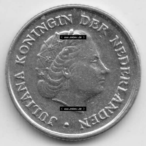 Grau bzw. s/w Münzen Niederlande Umlaufmünze 1950-1980, 10 Cent 1973, Bild mit Rückseite der Münze als Bildmaterial Sammlung Graustufen