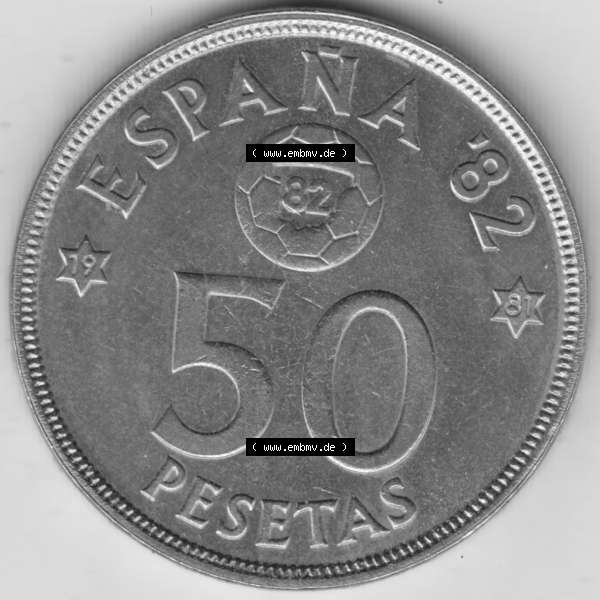 Grau bzw. s/w Münzen Spanien Umlaufmünze 1980-1992, 50 Pesetas - Peseten 1979. Vorderseite der alten Peseten Umlaufmünze aus Spanien vor Einführung der Euromünzen in Spanien zum... Sammlung Graustufen