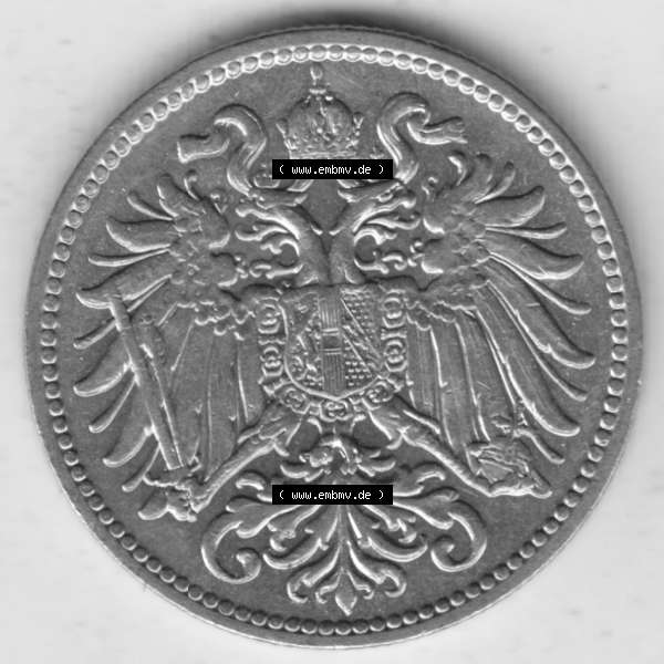 Grau bzw. s/w Münzen Österreich Umlaufmünze 1892-1911, 10 Heller 1910, Bild mit Rückseite der österreichischen Münze als Bildmaterial, des Bildes zur deiner Nutzung Sammlung Graustufen