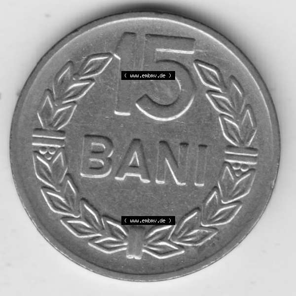 Grau bzw. s/w Münzen Rumänien Umlaufmünze 1960-1960, 15 Bani Kursmünze, Bild mit Vorderseite der Münze als Bildmaterial Sammlung Graustufen