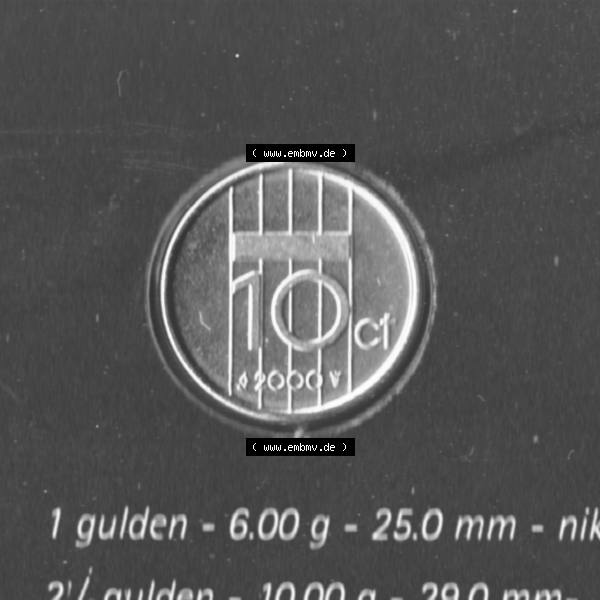 Grau bzw. s/w Münzen Niederlande Umlaufmünze 1982-2000, 10 Cent, Bild mit Vorderseite der Münze als Bildmaterial Sammlung Graustufen