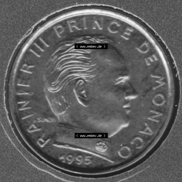 Grau bzw. s/w Münzen Monaco Umlaufmünze 1976-1995, 5 Centimes 1995 (2) Sammlung Graustufen