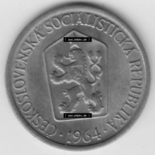 Grau bzw. s/w Münzen Tschechoslowakei Umlaufmünze 1961-1990, 1 Krone. Vorderseite der Münze aus Tschechoslowakei als Bildmaterial für Sammler und Münzen-Webseiten hier im online... Sammlung Graustufen