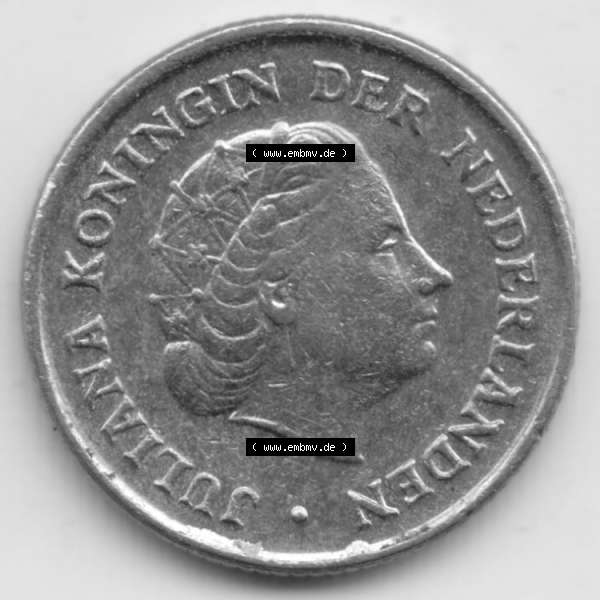 Grau bzw. s/w Münzen Niederlande Umlaufmünze 1950-1980, 10 Cent 1975, Bild mit Rückseite der Münze als Bildmaterial Sammlung Graustufen