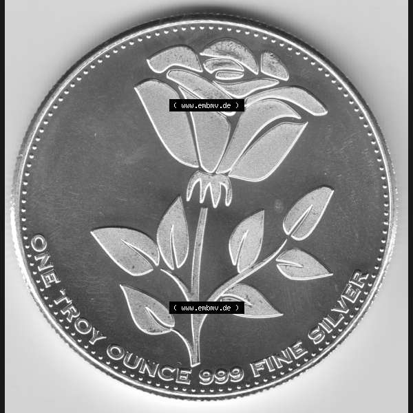 Grau bzw. s/w Münzen Großbritannien Silbermedaille 2012-2012, Silberunze Englische Rose, Bild mit Vorderseite zum Download Sammlung Graustufen