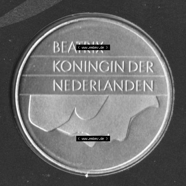Grau bzw. s/w Münzen Niederlande Umlaufmünze 1982-2000, 2.50 Gulden, Bild mit Rückseite der Münze als Bildmaterial Sammlung Graustufen
