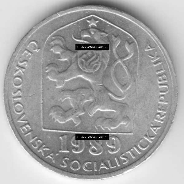 Grau bzw. s/w Münzen Tschechoslowakei Umlaufmünze 1974-1990 10 h, Haleru, Heller. Vorderseite der Münze aus Tschechoslowakei als Bildmaterial für Sammler und Münzen-Webseiten... Sammlung Graustufen