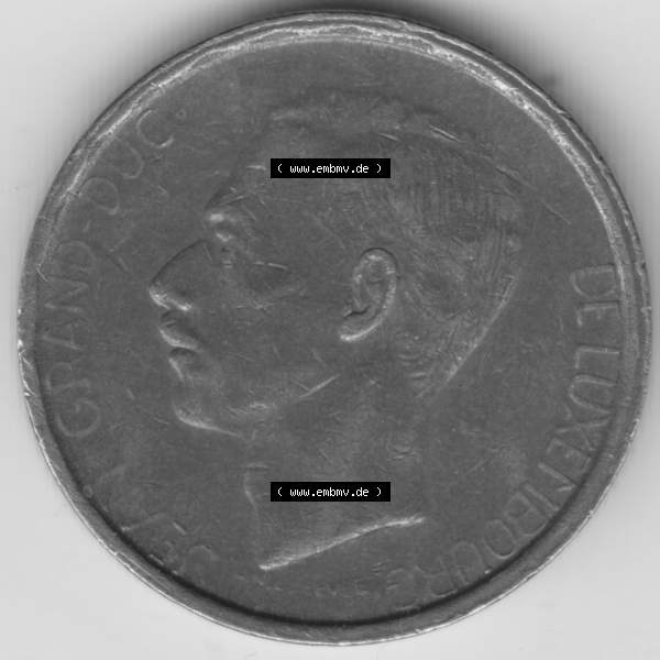 Grau bzw. s/w Münzen Luxemburg Umlaufmünze 1980-1983, 20 Francs Franken 1980, Bild mit Rückseite der Münze als Bildmaterial Sammlung Graustufen