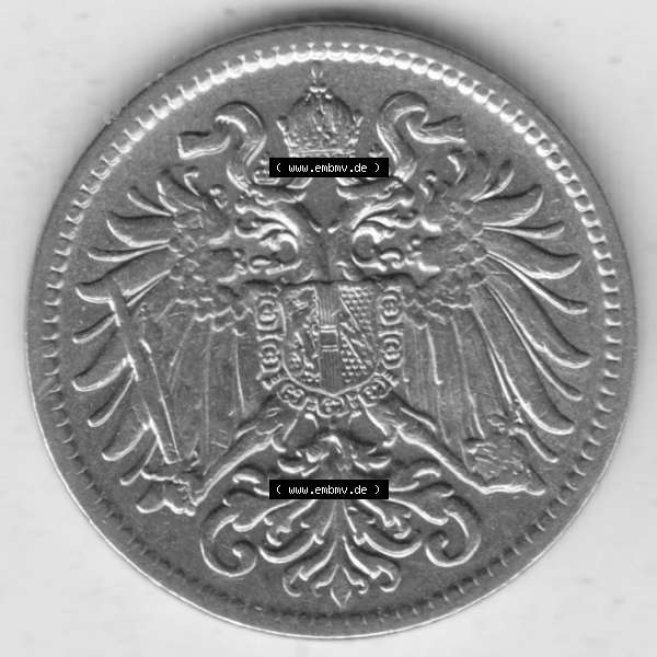 Grau bzw. s/w Münzen Österreich Umlaufmünze 1892-1911, 10 Heller 1909, Bild mit Rückseite der österreichischen Münze als Bildmaterial, des Bildes zur deiner Nutzung Sammlung Graustufen
