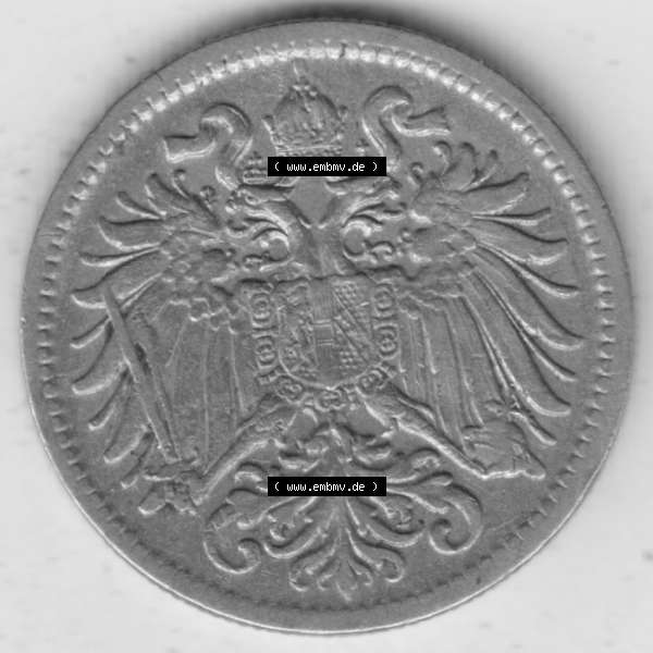 Grau bzw. s/w Münzen Österreich Umlaufmünze 1892-1911, 10 Heller 1907, Bild mit Rückseite der österreichischen Münze als Bildmaterial, des Bildes zur deiner Nutzung Sammlung Graustufen