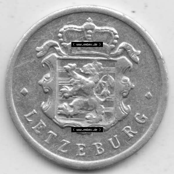 Grau bzw. s/w Münzen Luxemburg Umlaufmünze 1954-1972, 25 Centimes - C-MES 1970, Bild mit Rückseite der Münze als Bildmaterial Sammlung Graustufen