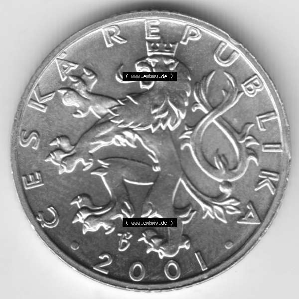Grau bzw. s/w Münzen Tschechien Umlaufmünze 1993-2009, 50 h, 50 Heller. Vorderseite der Münze aus Tschechien als Bildmaterial für Sammler und Münzen-Webseiten hier im online... Sammlung Graustufen