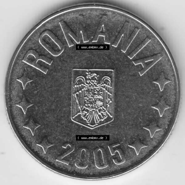 Grau bzw. s/w Münzen Rumänien Umlaufmünze 2005-2012, 10 Bani 2005, Bild mit Rückseite der Münze als Bildmaterial Sammlung Graustufen