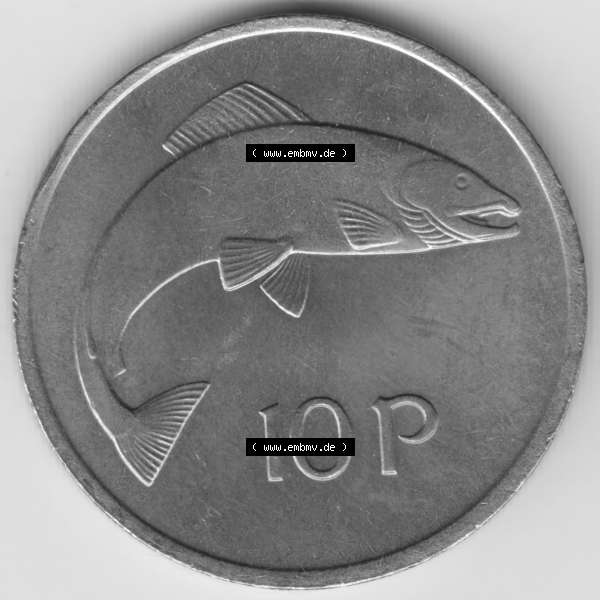 Grau bzw. s/w Münzen Irland Umlaufmünze 1975, 5 Pence. Vorderseite der alten irischen Umlaufmünze aus Irland in Irische Pfund-Währung zum katalogisieren und verwalten im Münzen-Katalog... Sammlung Graustufen