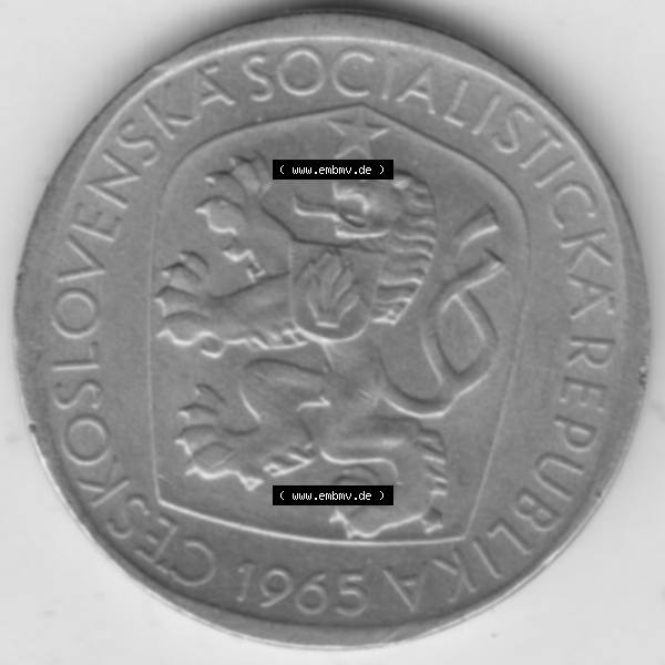 Grau bzw. s/w Münzen Tschechoslowakei Umlaufmünze 1965-1969, 3 Kronen. Vorderseite der Münze aus Tschechoslowakei als Bildmaterial für Sammler und Münzen-Webseiten hier im online... Sammlung Graustufen