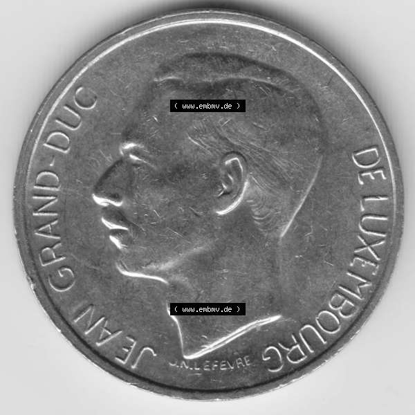 Grau bzw. s/w Münzen Luxemburg Umlaufmünze 1971-1980, 10 F, Francs, Franken 1976, Bild mit Rückseite der Münze als Bildmaterial Sammlung Graustufen
