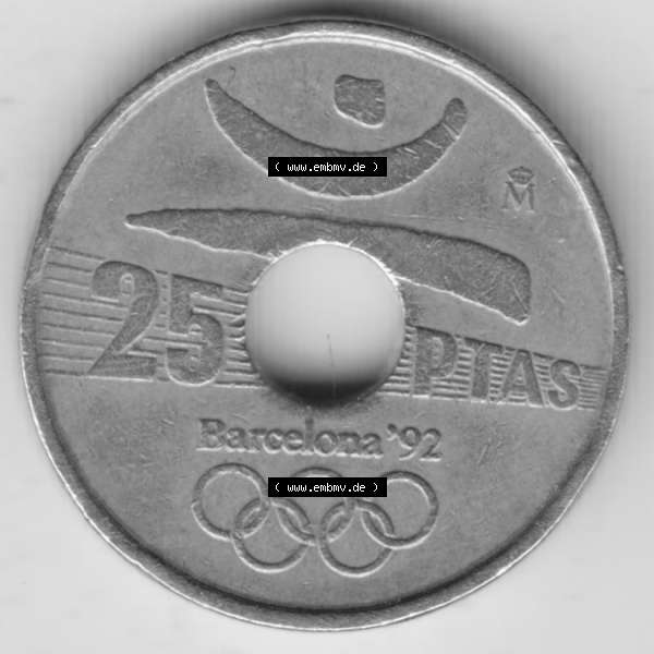 Grau bzw. s/w Münzen Spanien Umlaufmünze 1990-1991, 25 PTAS II - Peseten 1990. Vorderseite der alten Peseten Umlaufmünze aus Spanien vor Einführung der Euromünzen in Spanien zum... Sammlung Graustufen