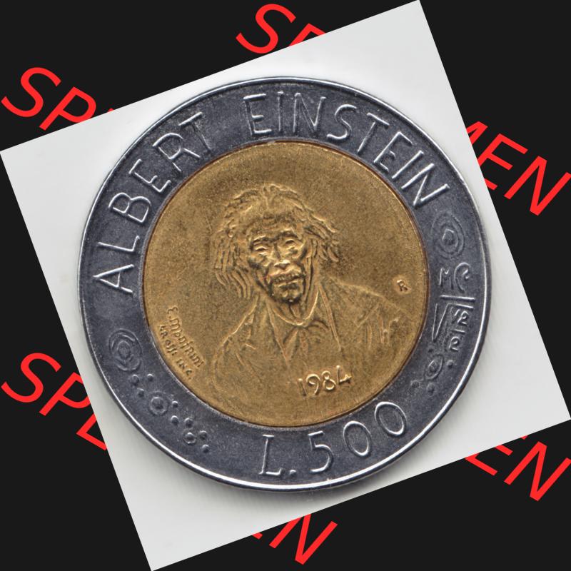 Münzen San Marino Gedenkmünze 1984-1984, 500 Lire Albert Einstein. 500 Lire Gedenkmünzen von San Marino Eurovorläufer als Bildmaterial im online Katalog und Datenbank erhältlich. Sammlung