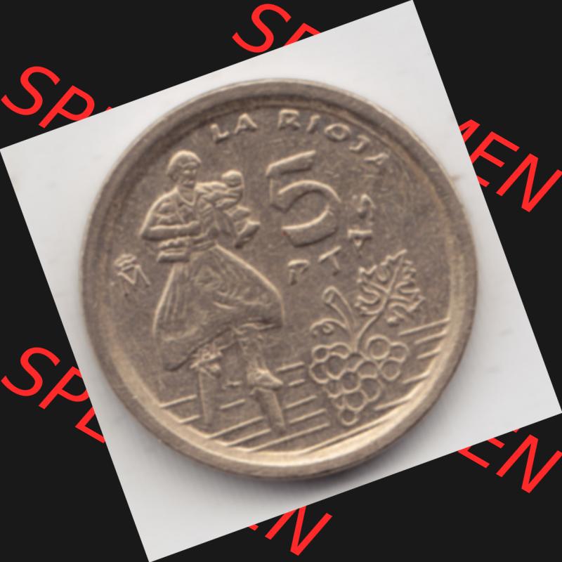 Münzen Spanien Umlaufmünze 1996-1996, 5 Peseten 1996. Vorderseite der alten Peseten Umlaufmünze aus Spanien vor Einführung der Euromünzen in Spanien zum katalogisieren... Sammlung