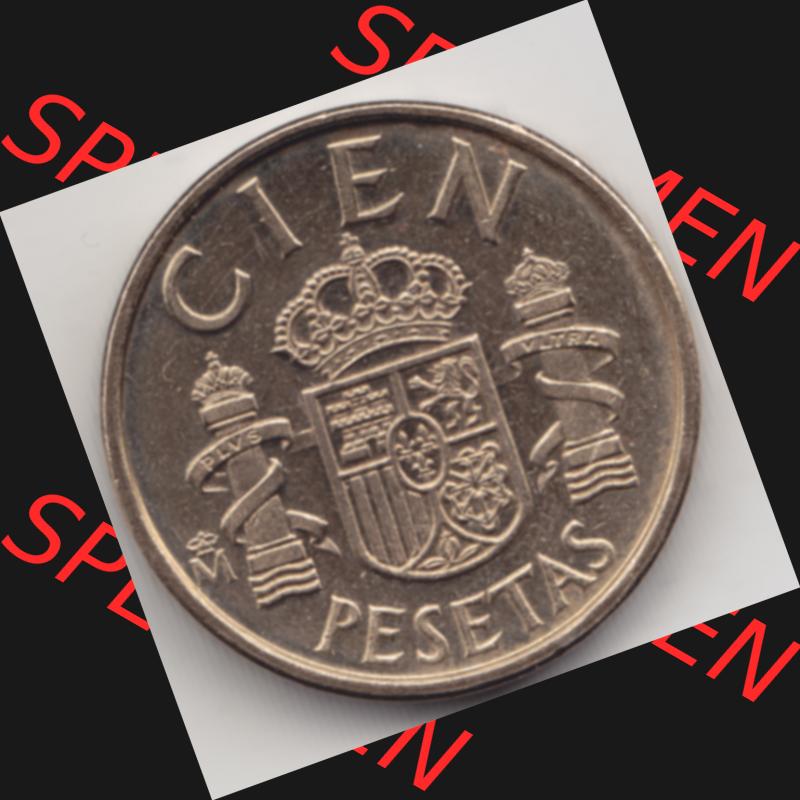 Münzen Spanien Umlaufmünze 1982-1990, 100 Cien Peseten 1982. Vorderseite der alten Peseten Umlaufmünze aus Spanien vor Einführung der Euromünzen in Spanien zum katalogisieren... Sammlung
