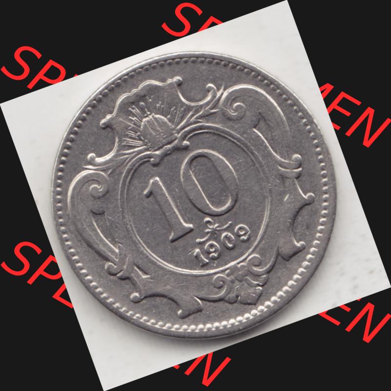 Münzen Österreich Umlaufmünze 1892-1911, 10 Heller 1909, Bild mit Vorderseite der Münze aus Österreich als Bildmaterial, für dich selbst Sammlung
