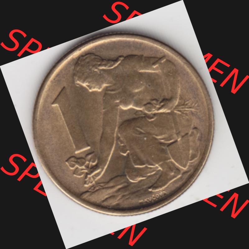 Münzen Tschechoslowakei Umlaufmünze 1961-1990, 1 Krone. Rückseite der Münze aus Tschechoslowakei als Bildmaterial für Sammler und Münzen-Webseiten hier im online... Sammlung