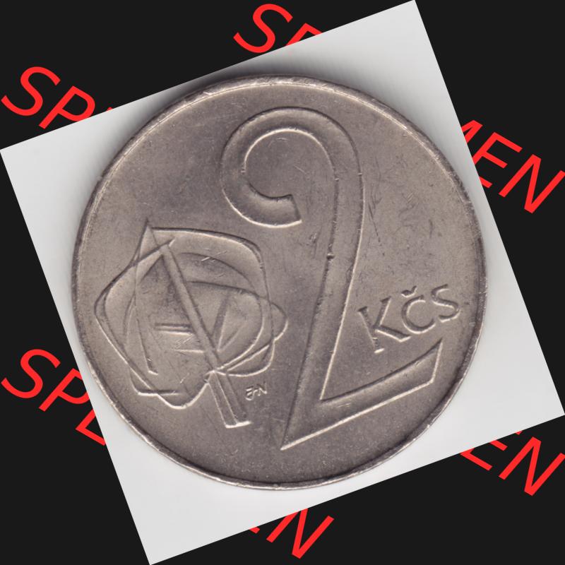 Münzen Tschechoslowakei Umlaufmünze 1991-1992 2 KCS, Koruny, Kronen. Rückseite der Münze aus Tschechoslowakei als Bildmaterial für Sammler und Münzen-Webseiten... Sammlung