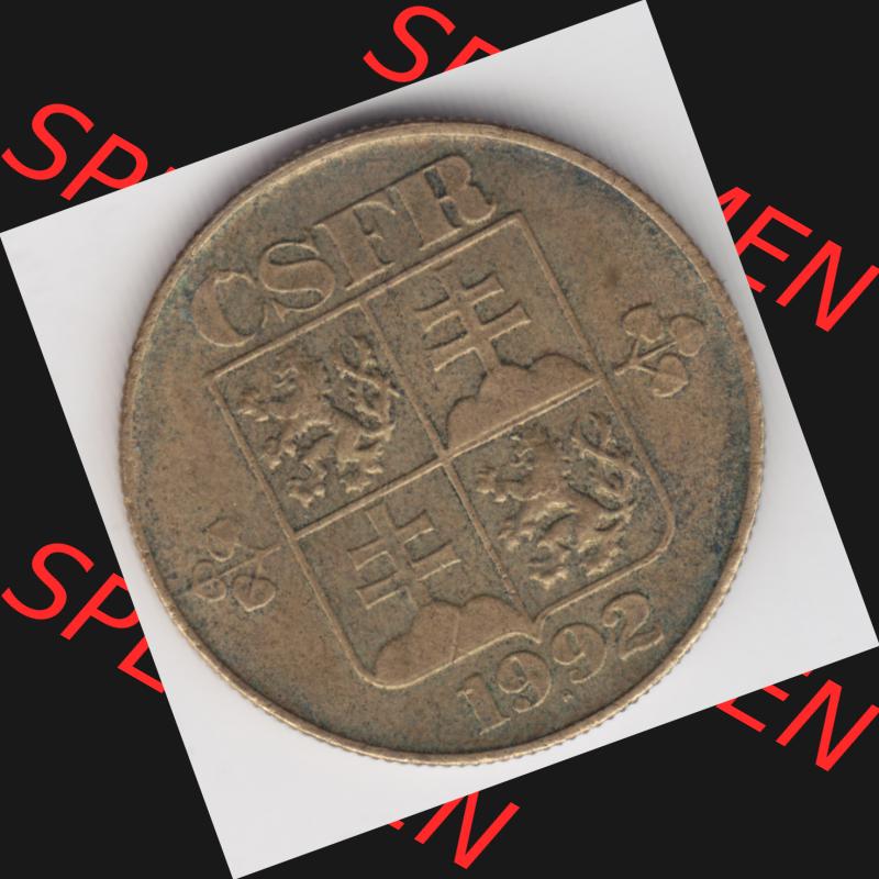 Münzen Tschechoslowakei Umlaufmünze 1991-1992 1 Kcs, Koruna, Kronen. Vorderseite der Münze aus Tschechoslowakei als Bildmaterial für Sammler und Münzen-Webseiten... Sammlung