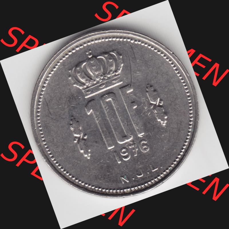 Münzen Luxemburg Umlaufmünze 1971-1980, 10 F, Francs, Franken 1976, Bild mit Vorderseite der Münze als Bildmaterial Sammlung