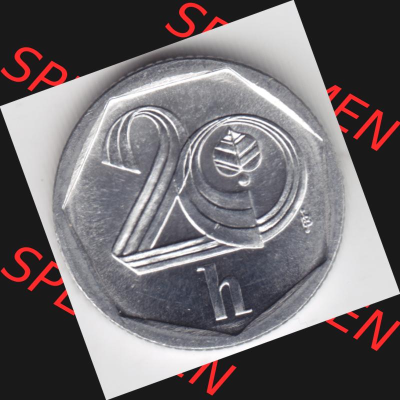 Münzen Tschechien Umlaufmünze 1998-2004, 20 h, 20 Heller. Rückseite der Münze aus Tschechien als Bildmaterial für Sammler und Münzen-Webseiten hier im online... Sammlung