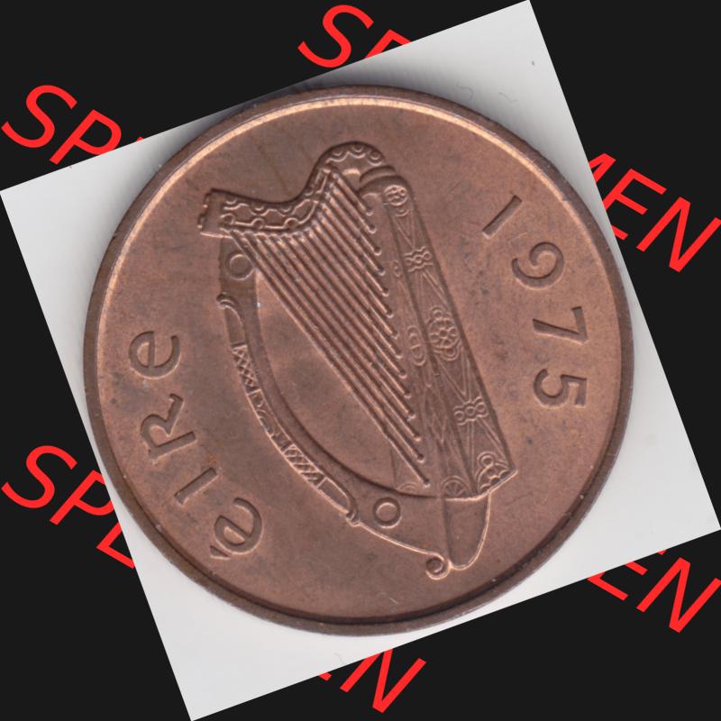 Münzen Irland Umlaufmünze 1971-1988, 2 Pence 1975. Rückseite der alten irischen Umlaufmünze aus Irland in Irische Pfund-Währung zum katalogisieren und verwalten im... Sammlung