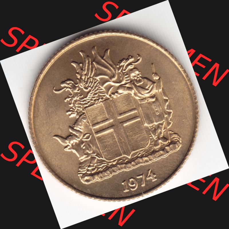 Münzen Island Umlaufmünze 1974, 1 Krona, Krone . Vorderseite der alten Isländischen Umlaufmünze aus Island in Isländischen Kronen-Währung zum katalogisieren... Sammlung