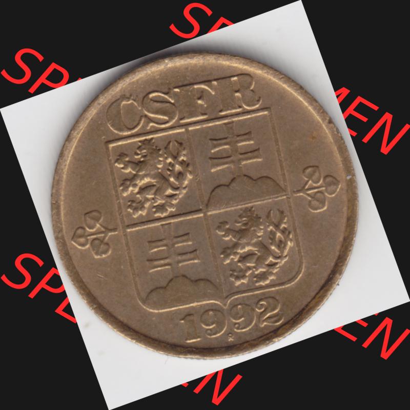 Münzen Tschechoslowakei Umlaufmünze 1991-1992,20 h, Haleru, Heller. Vorderseite der Münze aus Tschechoslowakei als Bildmaterial für Sammler und Münzen-Webseiten... Sammlung