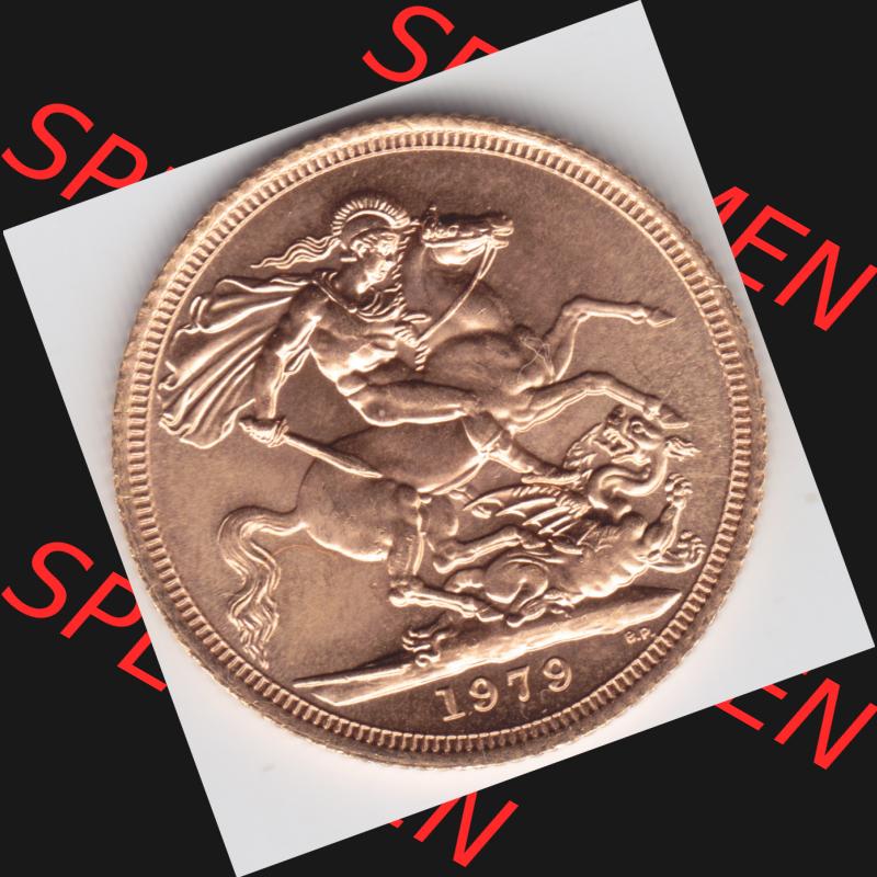 Münzen Großbritannien Goldmünze 1974-1984, 1 Sovereign 1979. Vorderseite der alten britischen Münze aus Großbritannien zum katalogisieren und verwalten im Münzen-Katalog... Sammlung