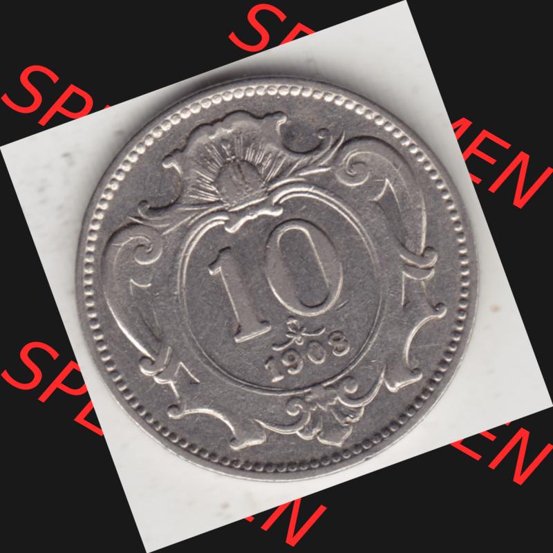Münzen Österreich Umlaufmünze 1892-1911, 10 Heller 1908, Bild mit Vorderseite der Münze aus Österreich als Bildmaterial, für dich selbst Sammlung