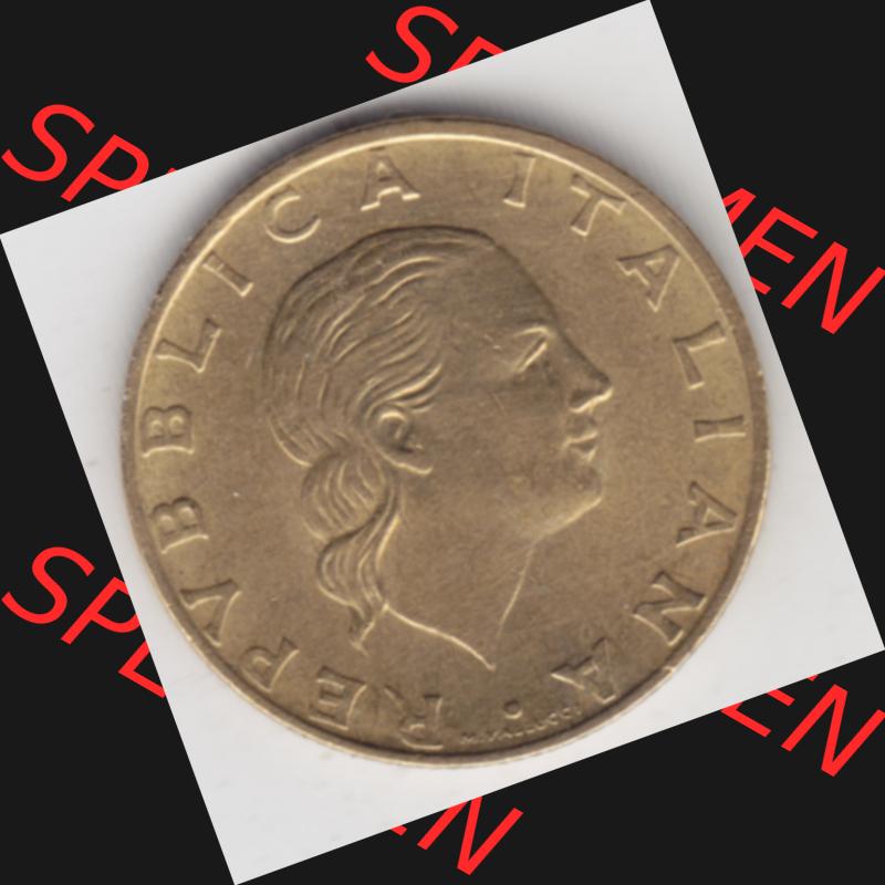 Münzen Italien Gedenkmünze 1977-2001, 200 Lire, Zahnrad 1988. Rückseite der alten italienischen Münze aus Italien in der italienischen Lira-Währung zum katalogisieren... Sammlung
