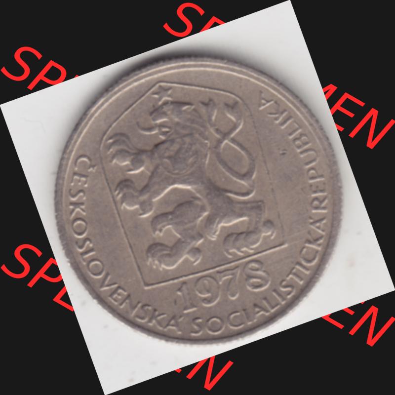Münzen Tschechoslowakei Umlaufmünze 1978-1990, 50 Heller. Vorderseite der Münze aus Tschechoslowakei als Bildmaterial für Sammler und Münzen-Webseiten hier im online... Sammlung