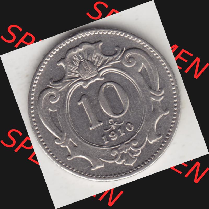 Münzen Österreich Umlaufmünze 1892-1911, 10 Heller 1910, Bild mit Vorderseite der Münze aus Österreich als Bildmaterial, für dich selbst Sammlung